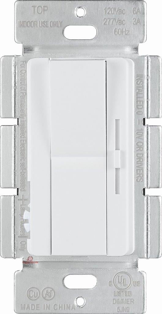 Vasi Series - 0-10V Dimmer Switch | 0-10V Switch, 3 Way Compatible, Large On/Off Button, White Housing