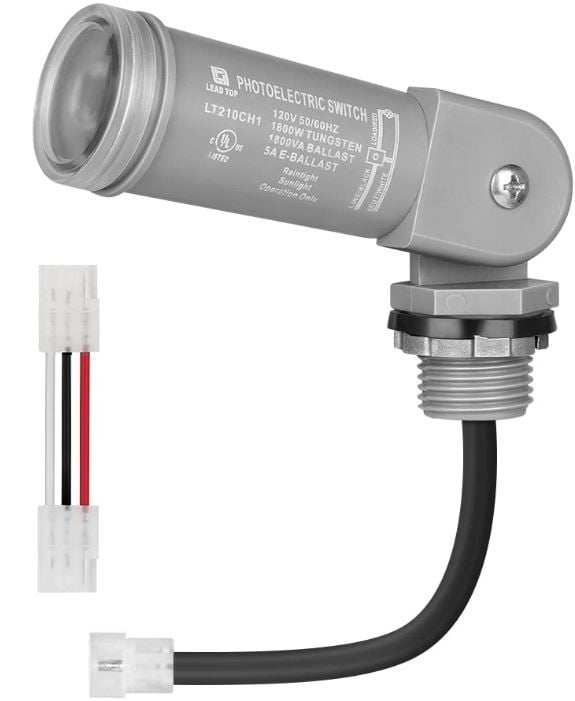 Photocell for Tengara Series Transformer - 120VAC Photocell - Light Sensor Switch - Swivel Mount - 3 Pin Connector 