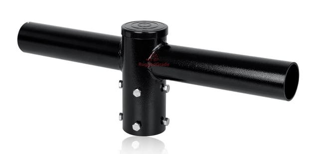 Dual Bullhorn Mount | Double Tenon Adapter for 2 3/8 inch Round Pole, Single Tenon to Double, 180 Degree Spoke, Light Pole Adapter for Slip Fit Mount, Black