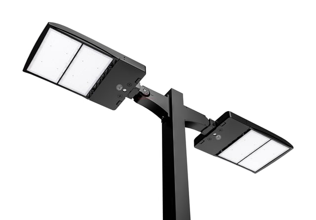 NextGen IV Series - Parking Lot Light Package | 1 x 15 Foot Pole + 2 of the 300W Parking Lot Lights with Photocell, Black
