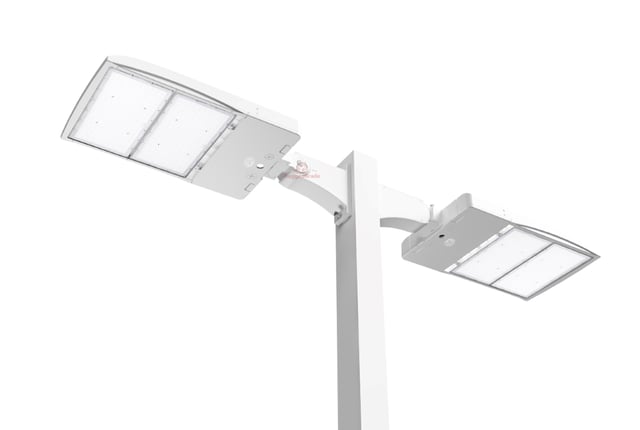 NextGen IV Series - Parking Lot Light Package | 1 x 15 Foot Pole + 2 of the 300W Parking Lot Lights with Photocell, White