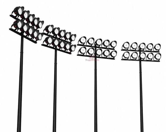 StadiumPro V Series - Light Pole Package | Great for Soccer Field Lighting, 4 x 39 Foot Sports Light Pole with Cross Beams + 40 x 500W LED Sports Light