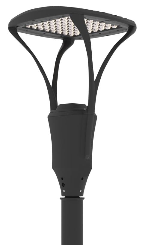 150W Mirada Series - LED Post Top Light | TAA & BAA, Area Light with Photocell, 20,000 Lumens, 5000K, Slip Fit Mount, Black