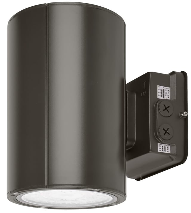 38W - LED Wall Sconce | Sconce Wall with Photocell, Cylinder, Wattage Selectable, Color Selectable 30K/40K/50K, Bronze