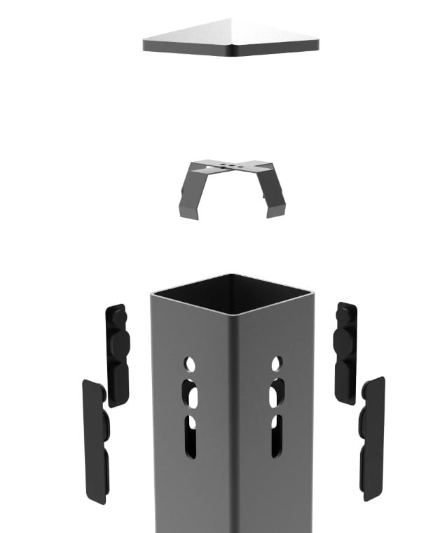 4 inch Square Water proof Cover for Light Pole - Bronze