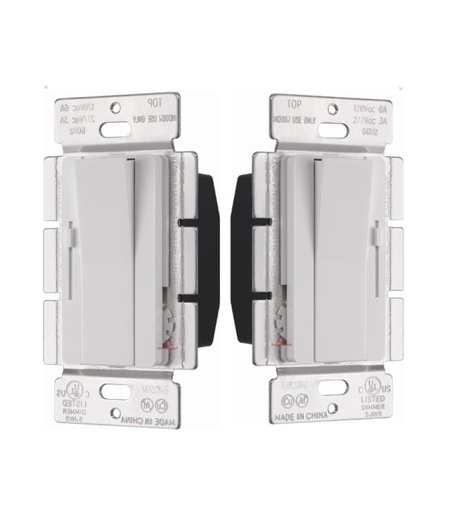 Vasi Series - 0-10V Dimmer Switch | Pack of 2, 3 Way Compatible, Large On/Off Button, White Housing