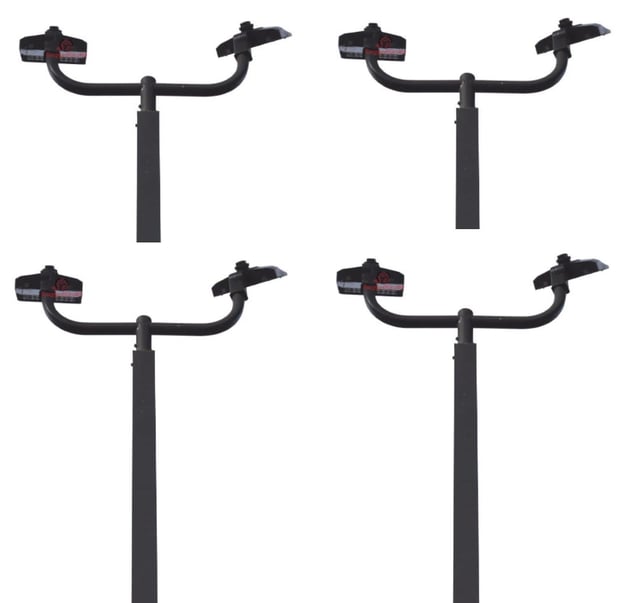 Tennis Court Light Package | 4 x 20 Foot Pole with Bullhorn + 8 of the 500W Sports Light, Black