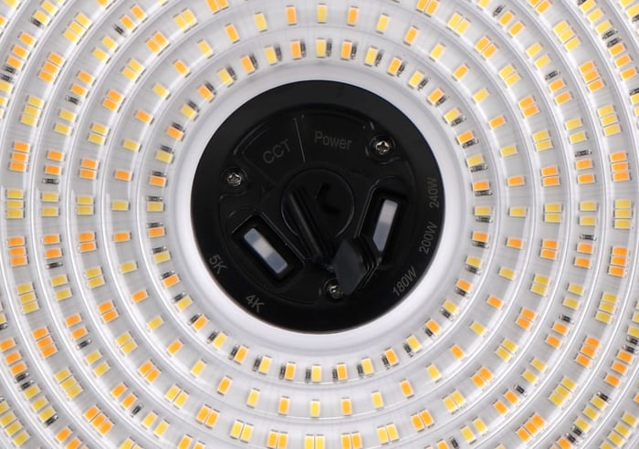 Titan V Series UFO high bay LED with CCT and wattage selectable switches