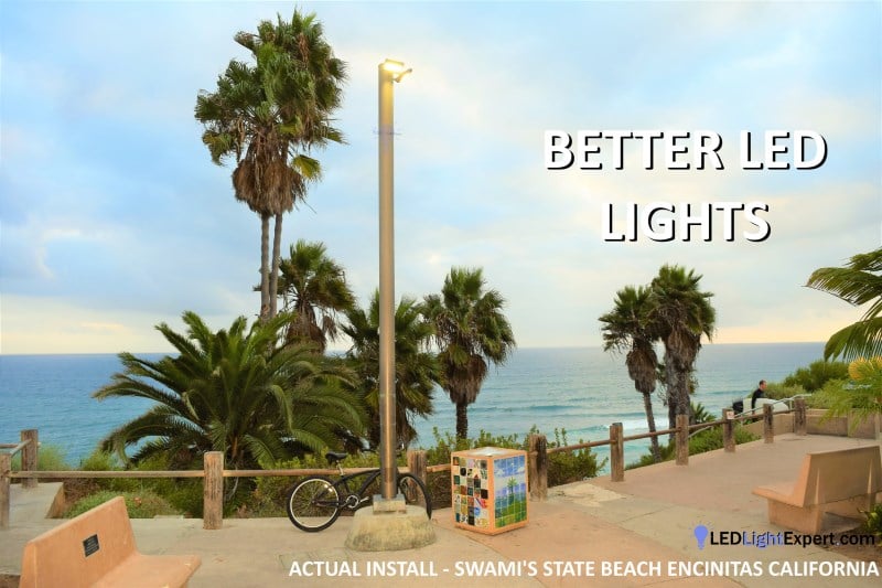 LED lights installed at Swami's Beach parking lot Encinitas CA