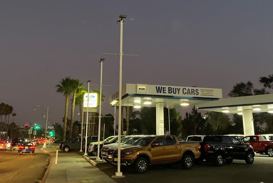150 watt NextGen II LED parking lot lights installed at Mossy Truck Store during install