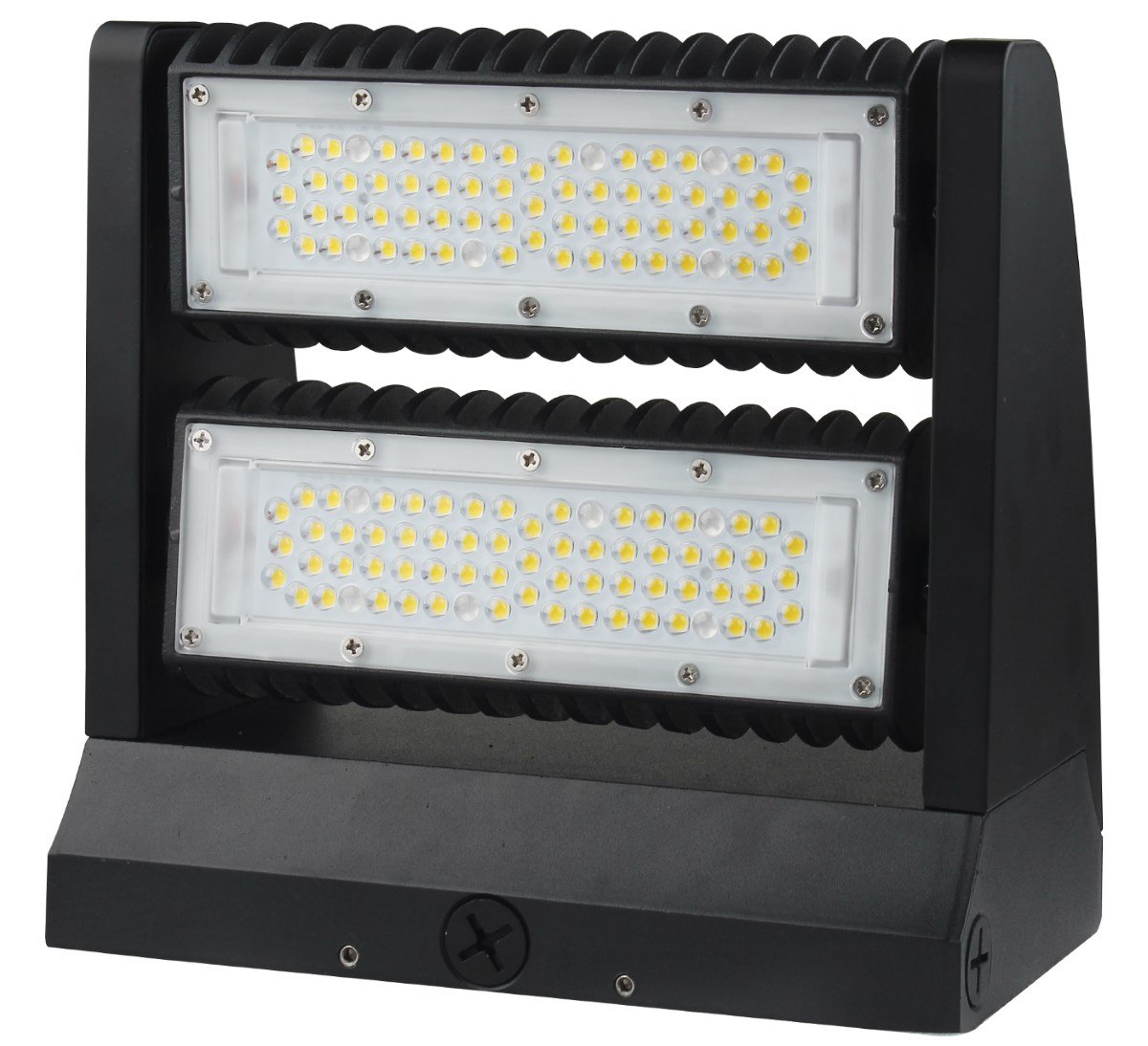 adjustable LED wall pack light bottom view showing rotation mechanism