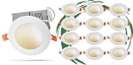 12-Pack - 12W Kalo RD Series - LED Recessed Can Light with Junction Box | 4 Inch, Slim Round Design, Color Selectable 27K/30K/35K/40K/50K