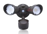20 Watt Lacuna II Series LED Motion Sensor Flood Light - 2,400 Lumens -  150 Degree Sensor - 3000K - Dark Bronze/Brown Housing