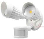 20 Watt LED Motion Sensor Flood Light - White - 1,750 Lumen -  240 Degree Sensor - 3000K - Round Heads