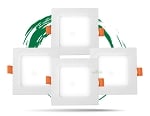 4-Pack - 12W Kalo RD Series - LED Recessed Can Light with Junction Box | 4 Inch, Slim Square Design, Color Selectable 27K/30K/35K/40K/50K