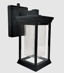12W - LED Lantern Wall Light | Lantern with Photocell, Bubble Glass, Color Selectable 30K/40K/50K, Black