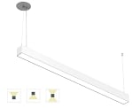50 Watt - 4 Foot LED Strip Light - Up/Down Adjustable - 6500 Lumens - Color Selectable 35K/40K/50K - Wattage Selectable - White