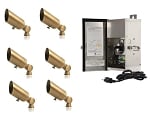 6 Pack-Moran Series - LED Landscape Spot Light Kit| 150W Tengara Series Transformer Included, 4W MR11 LED Bulb Included, 12v DC Low Voltage Lights, Solid Brass