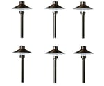 6 Pack-4W Dorin Series - LED Landscape Path Light | Solid Brass, 3000K G4 Bulb Included, 12v DC Low Voltage Lights