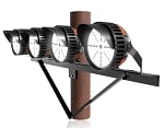 StadiumPro V Series - Light Pole Package | 4 x 500W Sports Light + Wood Pole Bracket for 4 Lights, Black