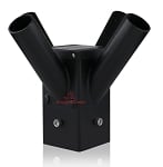 Quad Compact Bullhorn Mount | Quad Tenon Adapter for 4 inch Square Pole, 4 Bullhorn Light Pole Adapter for Slip Fit Mount, Black