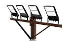 NextGen IV Series - Light Pole Package | 4 x 300W Parking Lot Light + Wood Pole Bracket for 4 Lights, Black