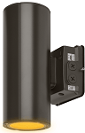 38W - LED Wall Sconce | Sconce Wall with Photocell, Cylinder, Wattage Selectable, Amber 590nm, Bronze