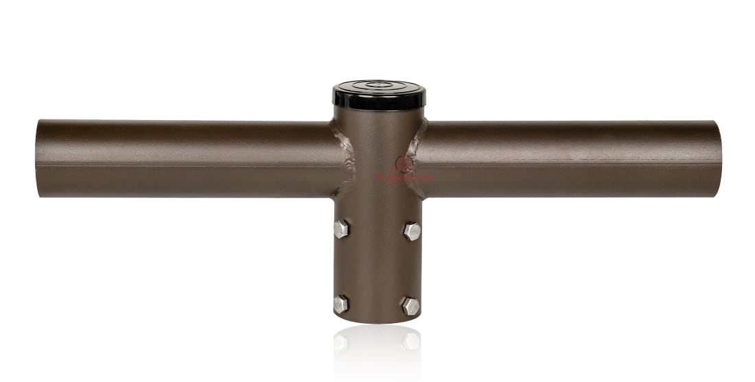 Dual Bullhorn Mount | Double Tenon Adapter for 2 3/8 inch Round Pole, Single Tenon to Double, 180 Degree Spoke, Light Pole Adapter for Slip Fit Mount, Bronze/Brown