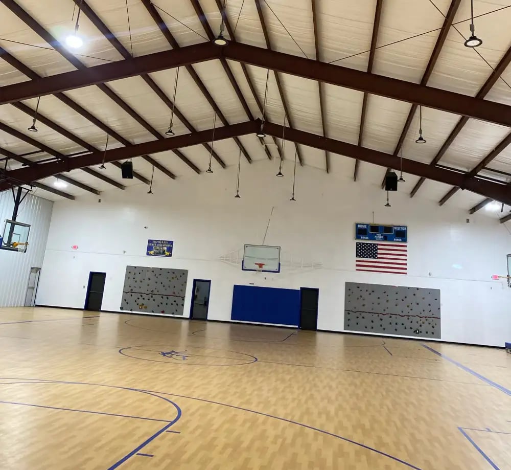 single warehouse light coverage area in basketball gymnasium