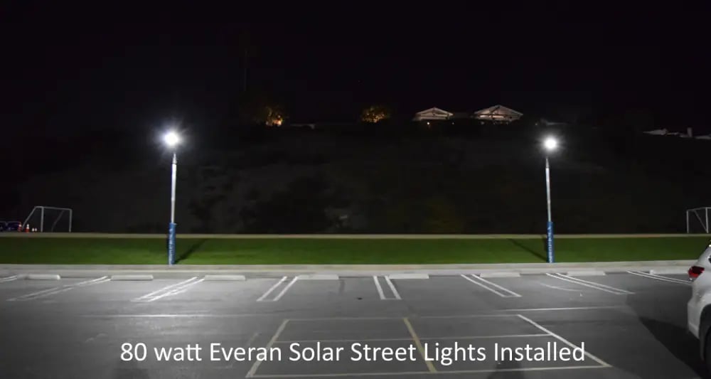 Everan solar street light installed at rear of church building