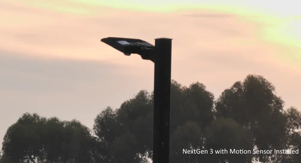 LED parking lot light with motion sensor &mdash; above view of installation