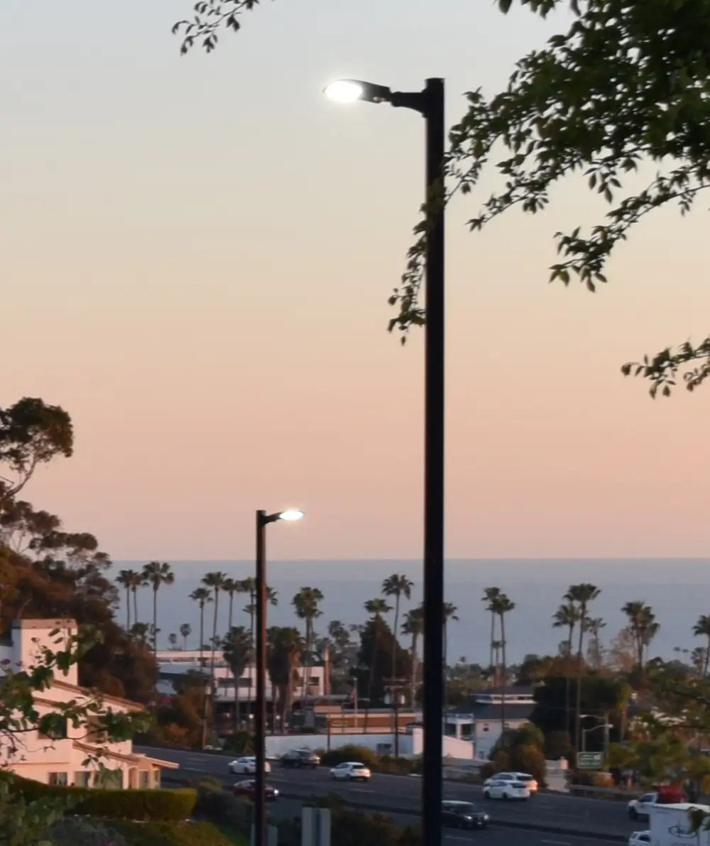 New LED parking lot lights with motion sensors installed at church
